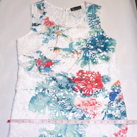 💎CARRE NOIR 💎 White Lace Ocean print dress - 6 - Picture 10 of 10